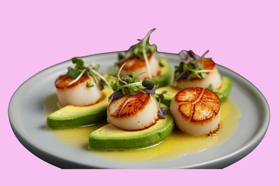 Garlic Basil Seared Scallops with Avocado: A Recipe by Carmelita Seafood